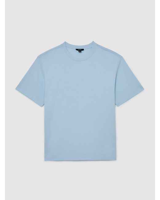 Reiss Blue Cotton Pigment-Dyed Relaxed-Fit T-Shirt for men