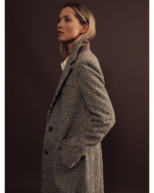 Reiss Brown Kai Coat Houndstooth Check