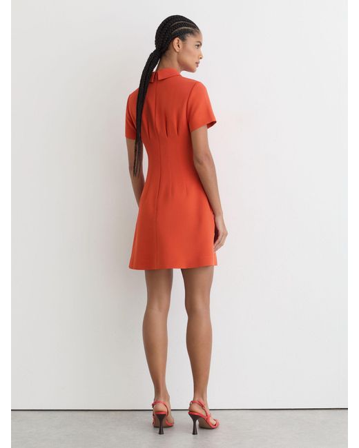 Reiss Red Half-Button Flippy Mini Dress