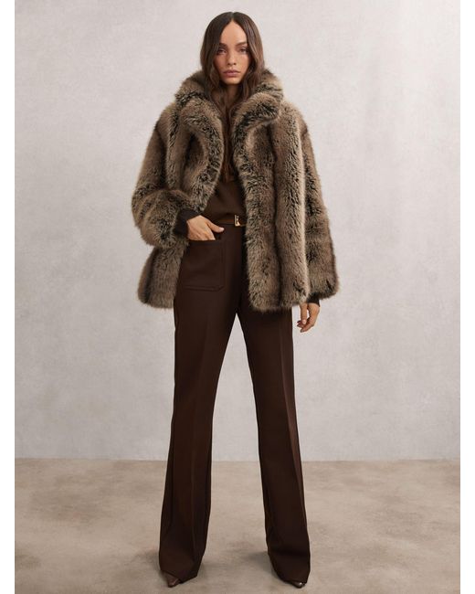 Reiss Brown Faux-Fur Coat