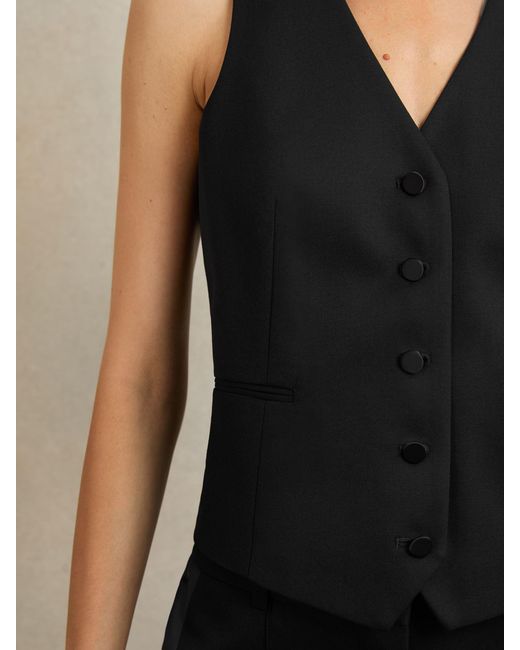 Reiss Black Atelier Wool-Blend Tuxedo Waistcoat