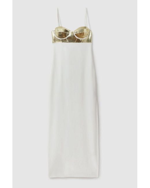 ATELIER White Metallic Bustier Maxi Dress