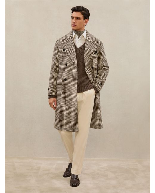 Reiss Natural Atelier Wool Check Overcoat for men