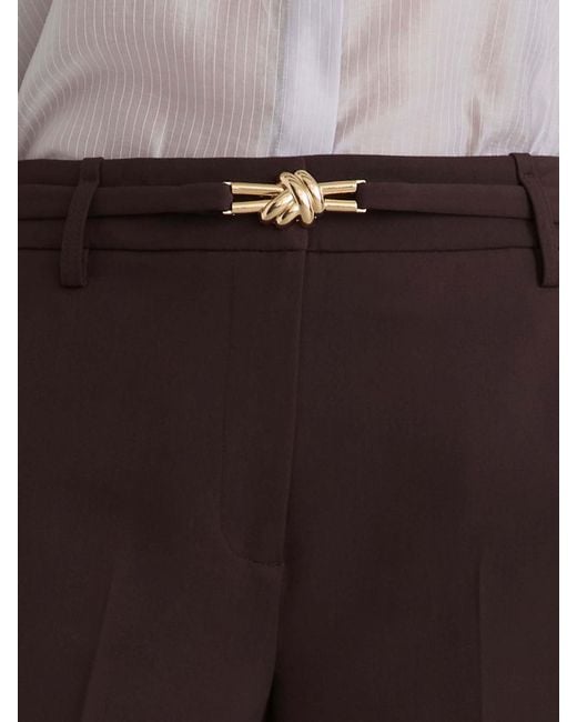 Reiss Blue Flared Knot-Hardware Belted Trousers