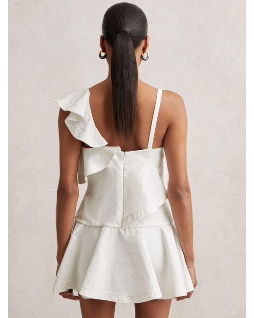 Reiss White Hera Cotton Tiered Ruffle Mini Dress