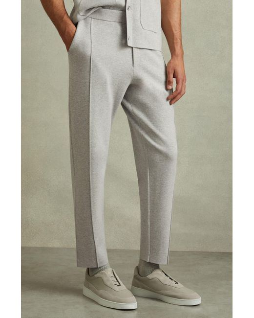 Reiss Jett Soft Grey Melange Knitted Front Seam Elasticated Joggers L for Men Lyst UK