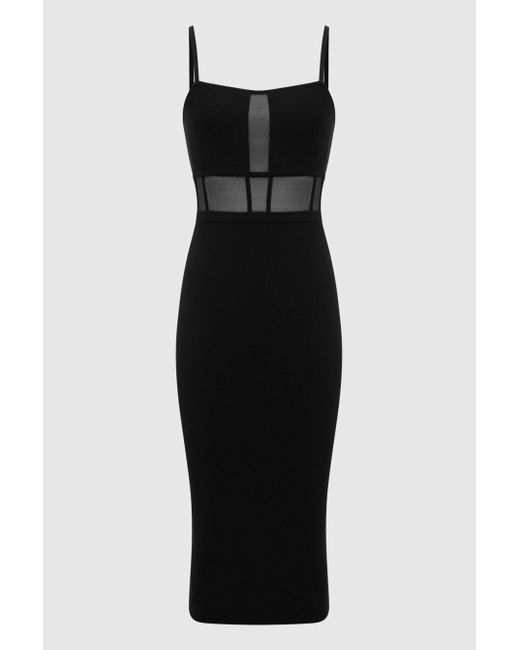 Reiss Luisa - Black Knitted Bodycon Dress, M
