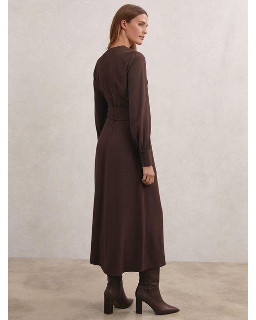 Reiss Natural Wrap-Front Draped Midi Dress