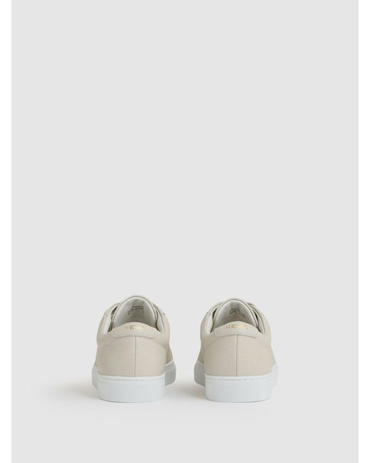 Reiss Natural Luca - Off White Tumbled-leather Low-top Trainers, Us 11 (uk 10) for men
