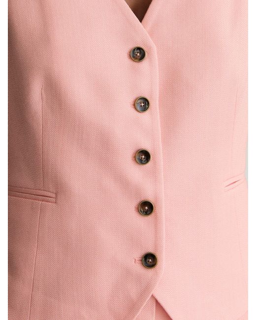 Reiss Pink Button-Through Tailored Waistcoat