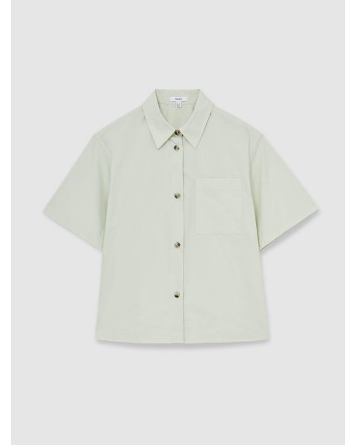 Reiss Natural Jordan - Green Cotton Short-sleeve Shirt, Us 6