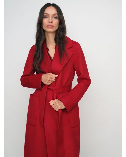 Reiss Red Wool-Blend Double-Breasted Blindseam Coat