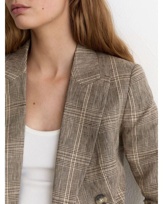 Reiss White Petite Linen Double-Breasted Blazer
