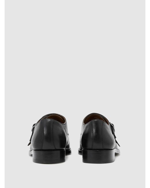 Reiss Amalfi - Black Leather Double Monk Strap Shoes, Us 11 (uk 10) for men
