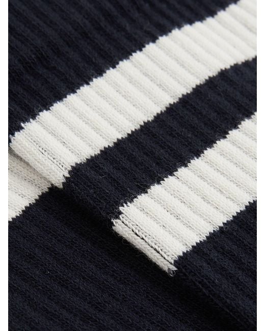 Reiss Black Ecru Cotton-Blend Double-Stripe Socks, M & L for men