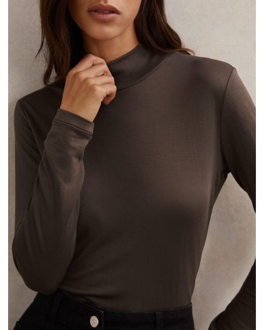Reiss Multicolor Lyocell-Blend Funnel-Neck Top