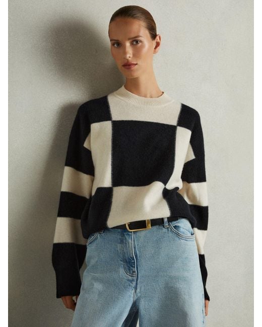 Reiss Gray Becki Jumper Wool Colourblock