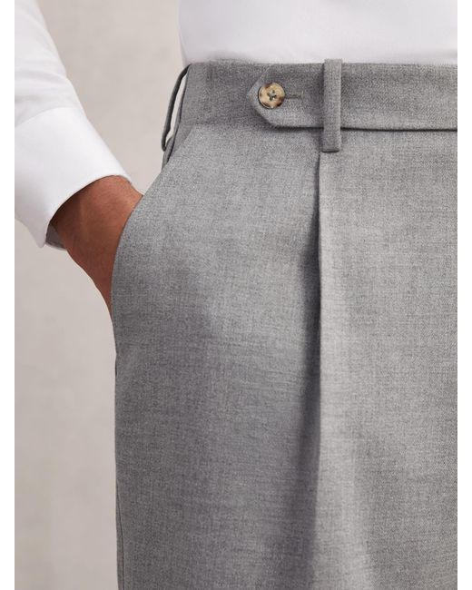 Reiss Gray Tailored-Fit Pleated Suit Trousers for men