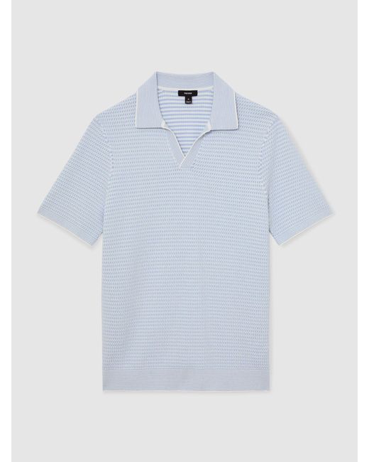Reiss White Redbury - Soft Blue Open-collar Textured-knit Polo Shirt, M for men