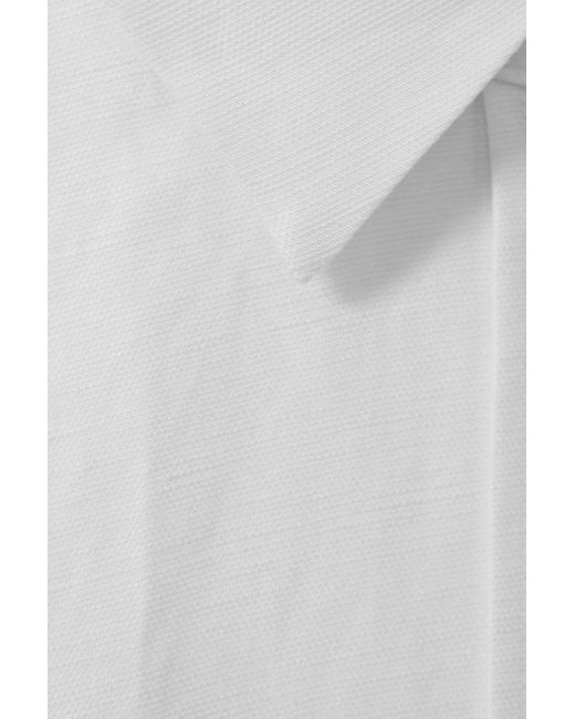 Reiss Natural Sian - White Relaxed Fit Lyocell Linen Button Through Shirt