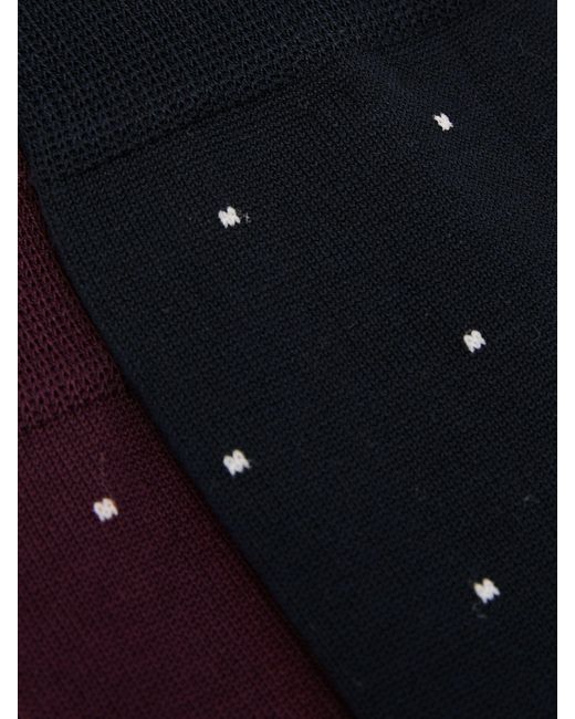 Reiss Purple Bordeaux Mario 2 Pack 2 Cotton-Blend Polka-Dot Socks, S & M for men