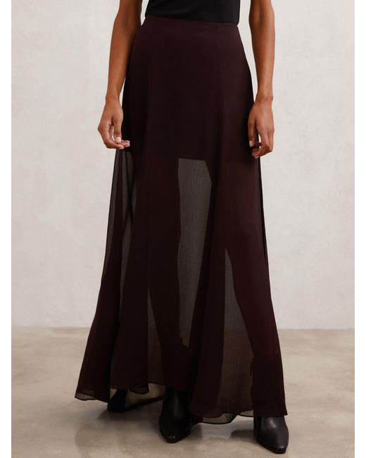 Reiss Black Sheer Textured Maxi Skirt