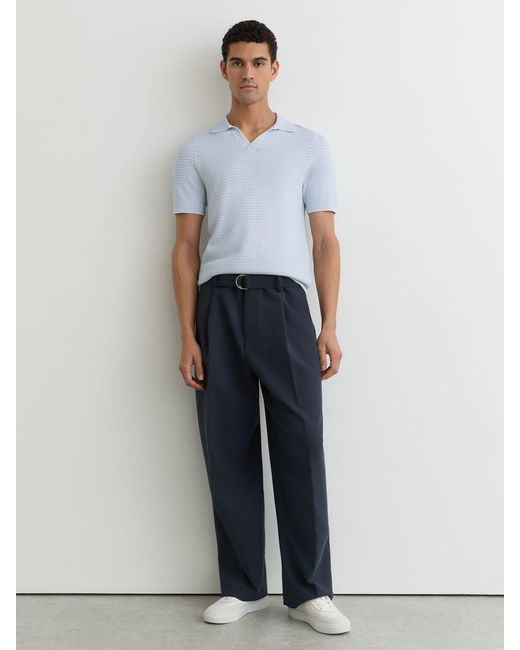 Reiss White Redbury - Soft Blue Open-collar Textured-knit Polo Shirt, M for men