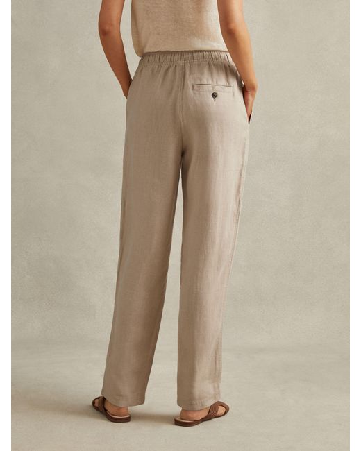 Reiss Natural Romie - Sand Drawstring Linen Trousers, Us 4