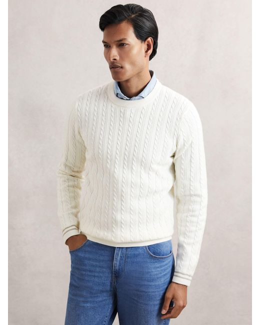 Reiss Luca - White Cable-knit Jumper With Wool, M for men