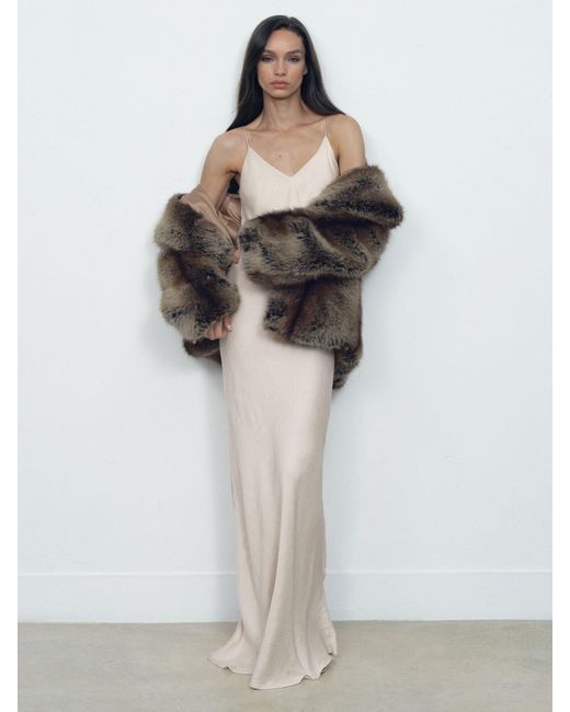Reiss Brown Faux-Fur Coat