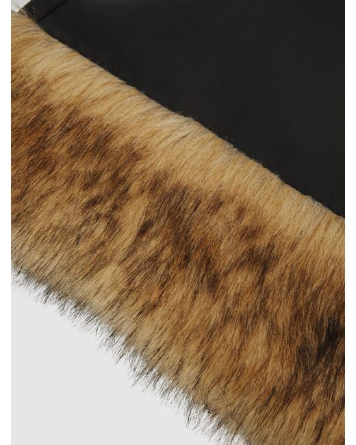 Reiss Bri - Atelier Black Atelier Satin Faux-fur Trim Mini Dress, Us 10
