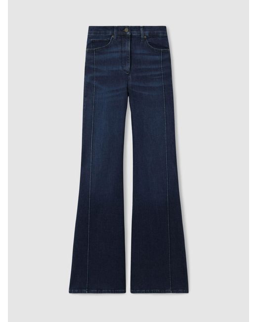 Reiss Blue Heather Petite Stretch-Cotton Wide-Leg Jeans