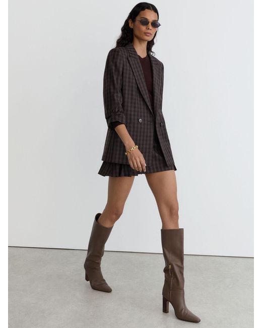 Reiss Black Wool Pleated Mini Skirt