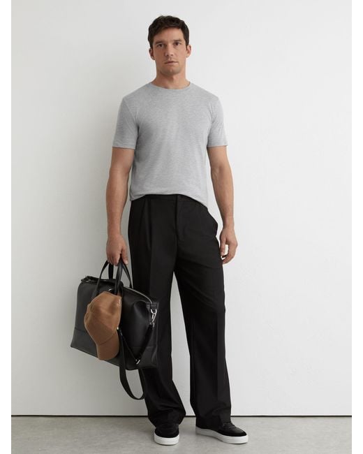 Reiss Gray Marl - Grey Marl Bless Marl Crew Neck T-shirt, Small for men