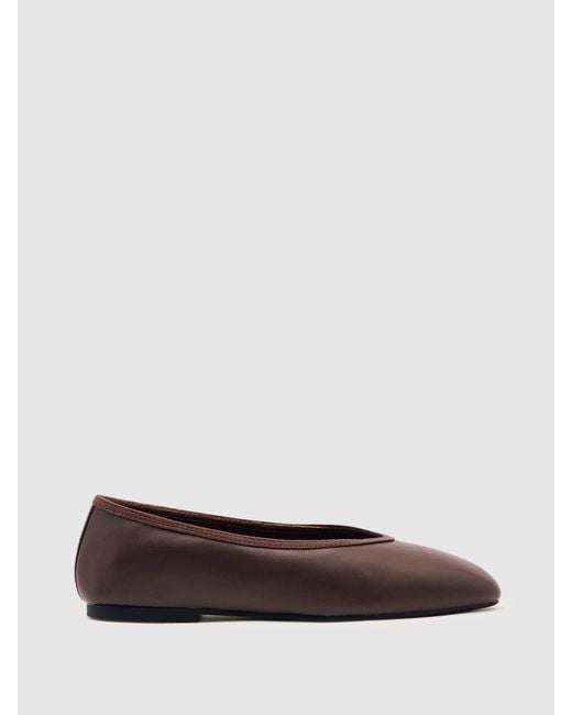 Reiss White Nappa Leather Ballet Flats