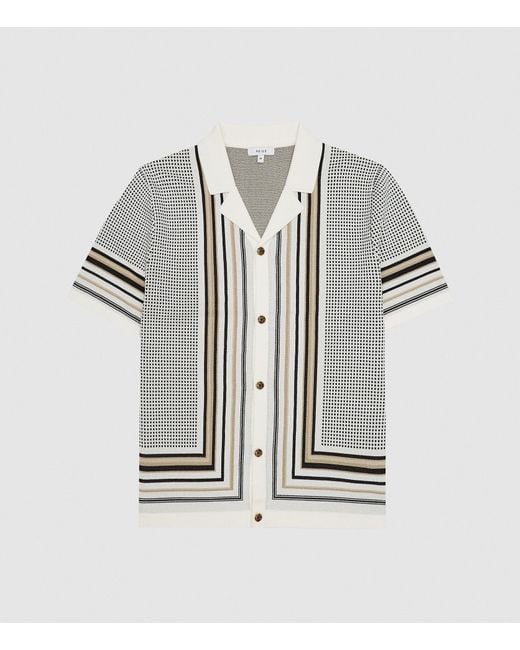 Knitted Cuban Collar Shirt in White for 