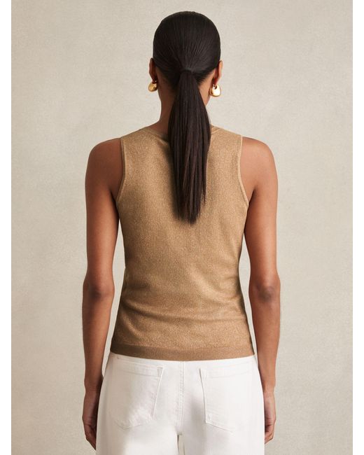 Reiss Natural Metallic-Knit Twist-Neckline Vest