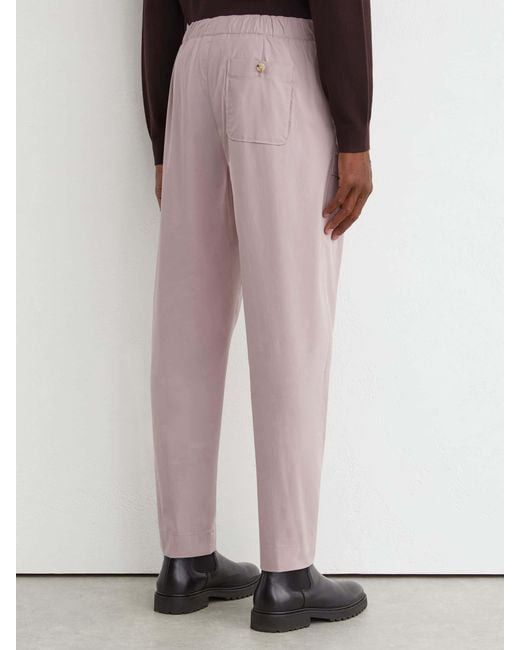 Reiss Pink Cotton-Blend Lightweight Tapered Trousers for men