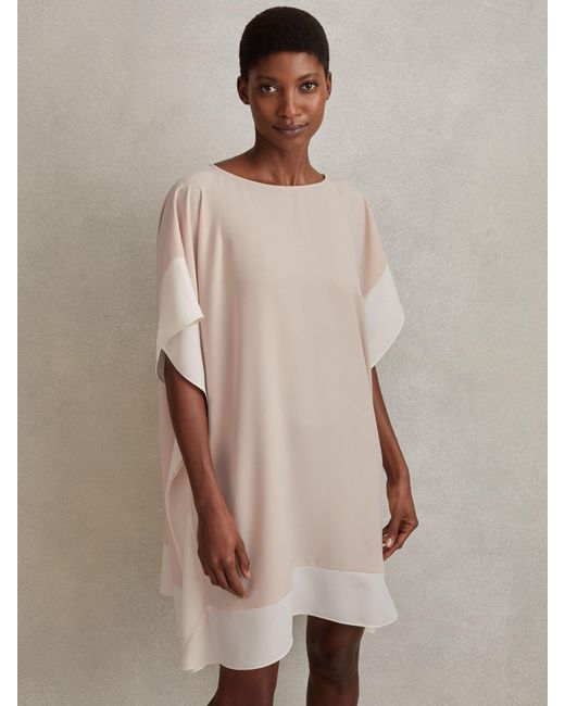 Reiss Natural Alani Tunic Colourblock, Nude