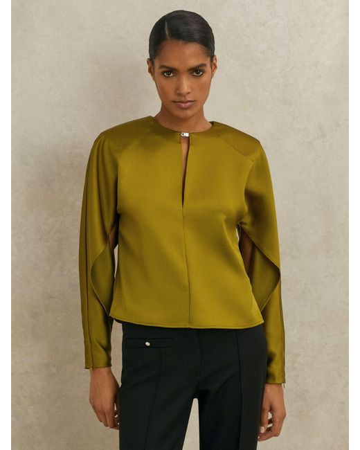 Reiss Green Atelier Satin Turn-Lock Top