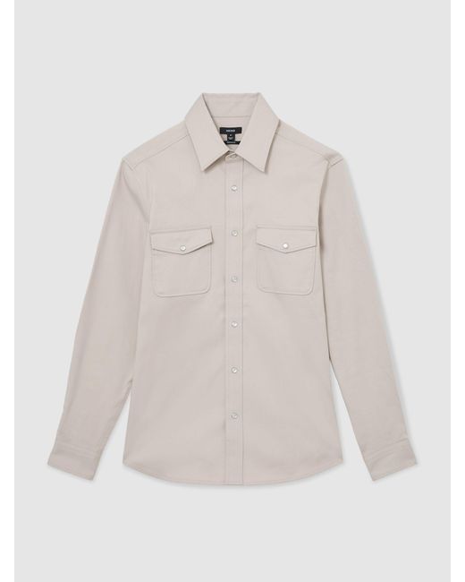 Reiss Natural Cotton-Twill Twin-Pocket Overshirt With Stretch for men