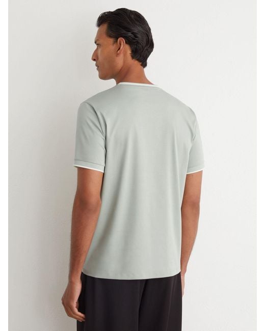 Reiss Gray Air-Water Cotton Tipped Tailored-Fit T-Shirt for men
