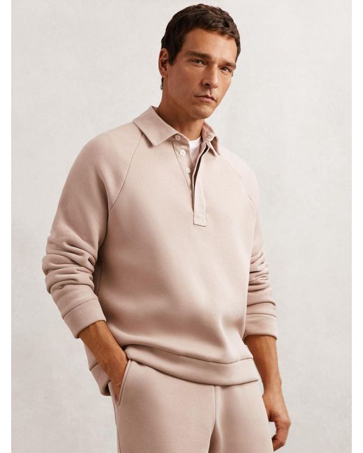 Reiss Natural Cotton-Blend Fleece-Back Polo Shirt for men