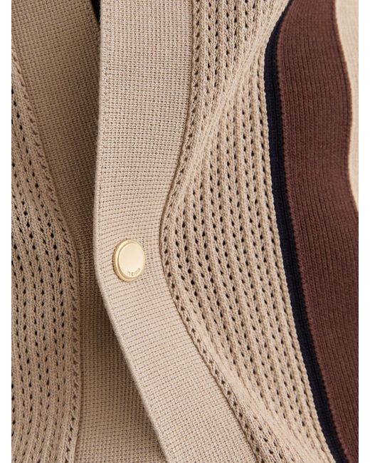 Reiss Brown Argyle-Knit Press-Stud Polo Shirt for men