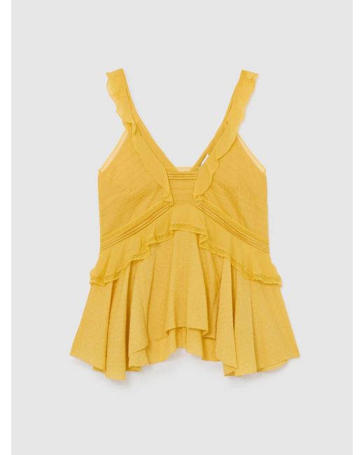 Reiss Yellow Ruffle Babydoll Cami Top