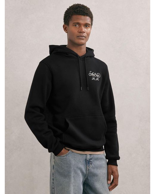 Les Deux Black Cotton Graphic-Print Sweat Top for men