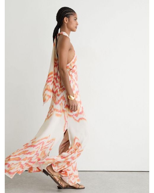 Reiss Multicolor Printed Halterneck Maxi Dress