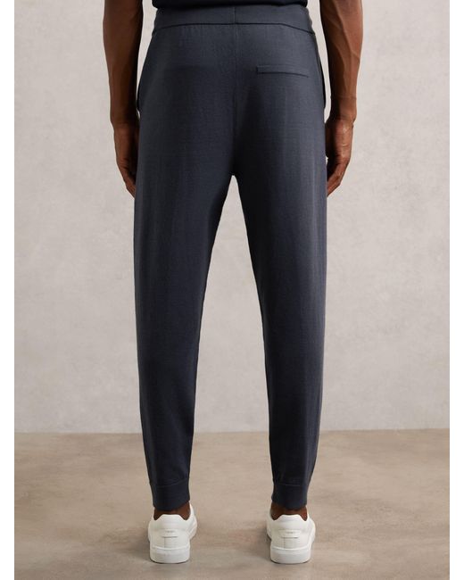 Reiss Blue Merino Wool-Blend Cuffed Joggers for men