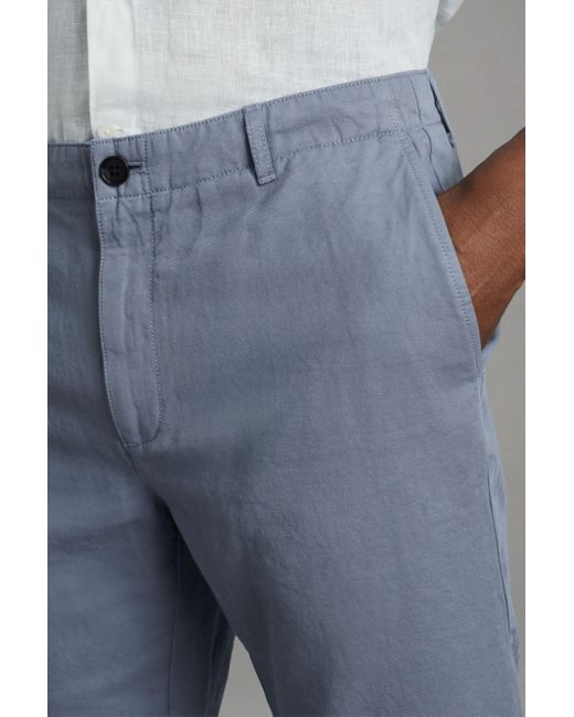 Reiss Gray Ezra - Airforce Blue Cotton Blend Internal Drawstring Shorts for men