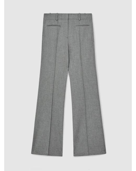 Reiss Gray Woven Pintuck-Detail Flared Trousers